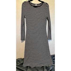 Old Navy Black & White Vertical Stripe Ribbed Dress